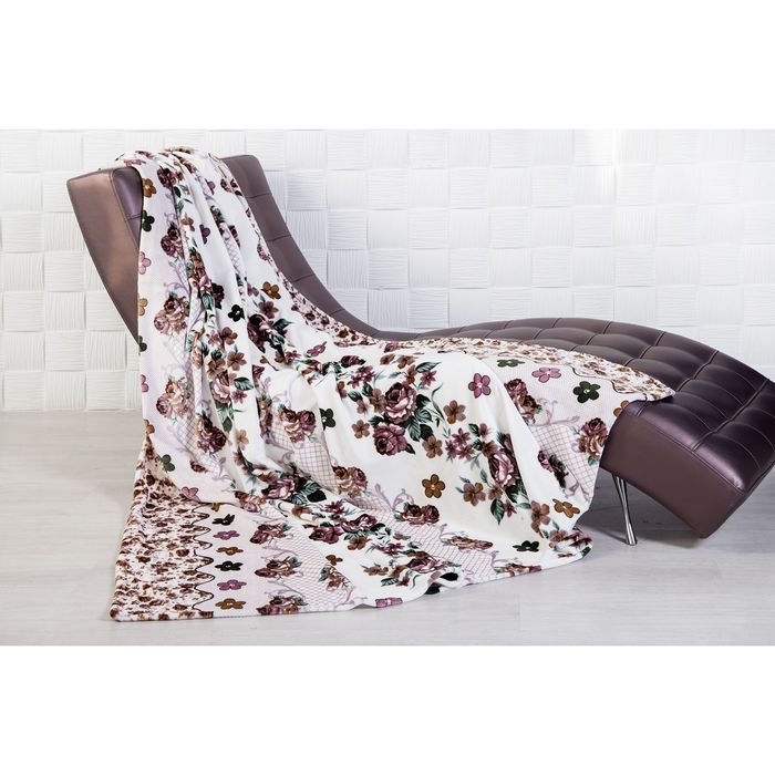 Плед цветы вид1, 180х200см, велсофт, п/э100%, 280г/м