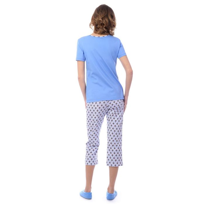 Пижама женская (футболка, бриджи) MK2750/01 цвет голубой, р-р 52, рост 158-164