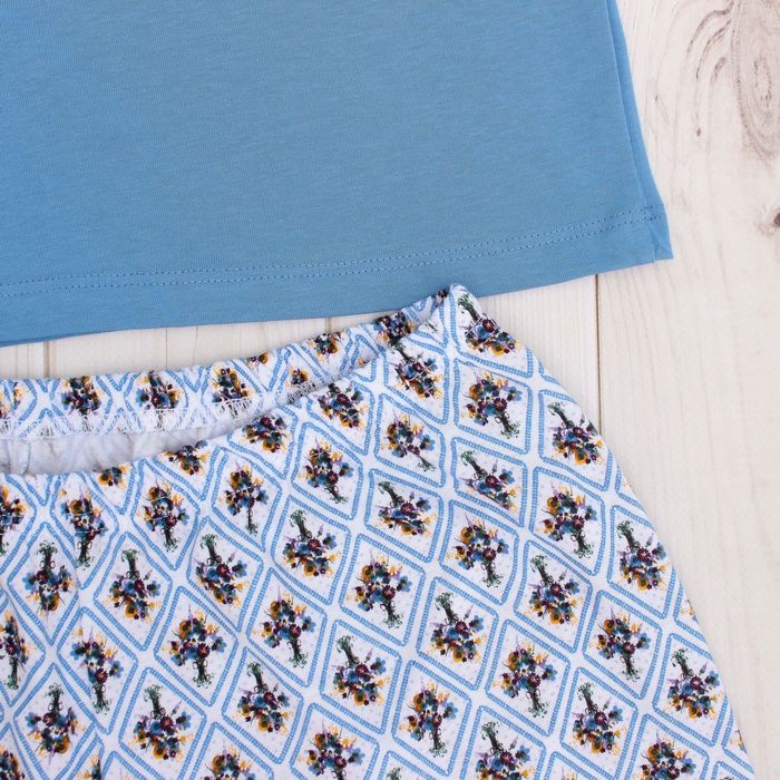 Пижама женская (футболка, бриджи) MK2750/01 цвет голубой, р-р 52, рост 158-164