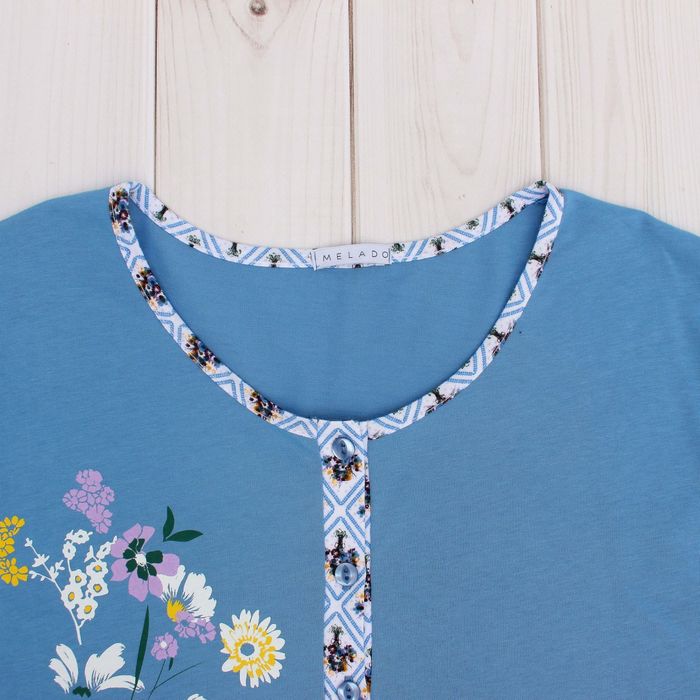 Пижама женская (футболка, бриджи) MK2750/01 цвет голубой, р-р 48, рост 158-164