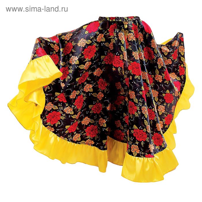фото Цыганская юбка для девочки с желтой оборкой по низу длина 75 (рост 134-140) страна карнавалия