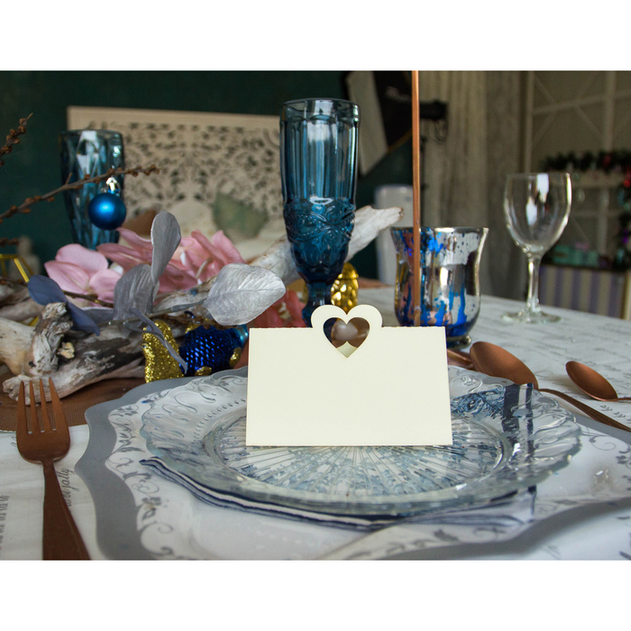 Набор заготовок для рассадочных карточек "Сердце" 5шт, KR-002 (айвори)