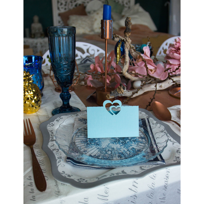 Набор заготовок для рассадочных карточек "Сердце" 5шт, KR-002 (голубой)