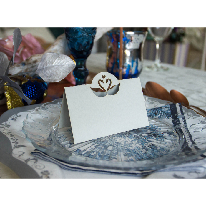 Набор заготовок для рассадочных карточек "Лебеди" 5шт, KR-004 (серый (перл.))