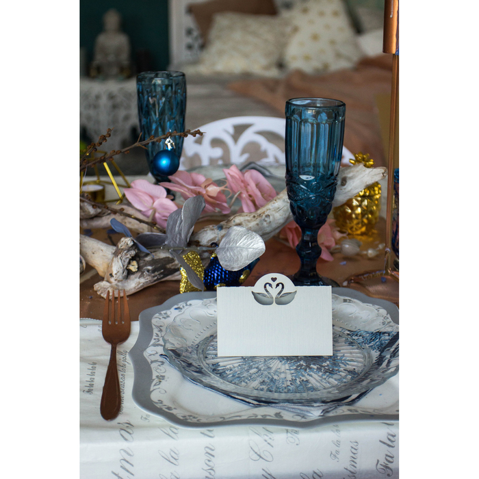 Набор заготовок для рассадочных карточек "Лебеди" 5шт, KR-004 (серый (перл.))