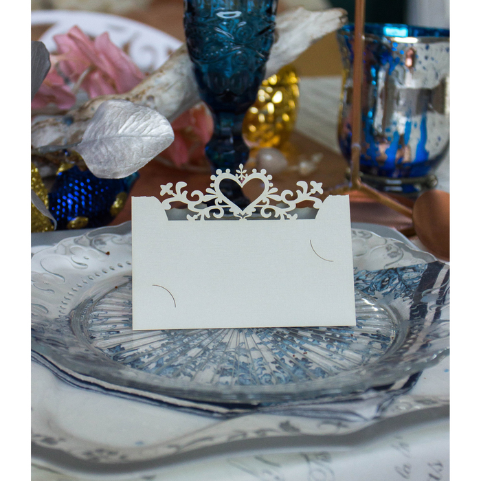 Набор заготовок для рассадочных карточек "Сердце узорное" 5шт, KR-015 (серый (перл.))