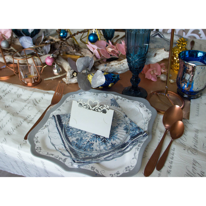 Набор заготовок для рассадочных карточек "Сердце узорное" 5шт, KR-015 (серый (перл.))