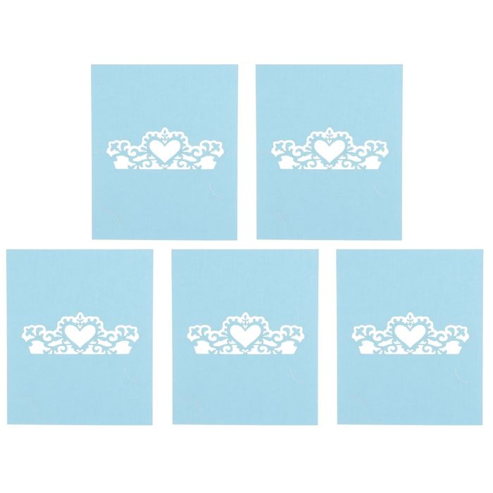 Набор заготовок для рассадочных карточек "Сердце узорное" 5шт, KR-015 (голубой)