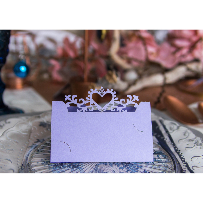 Набор заготовок для рассадочных карточек "Сердце узорное" 5шт, KR-015 (фиолет.)