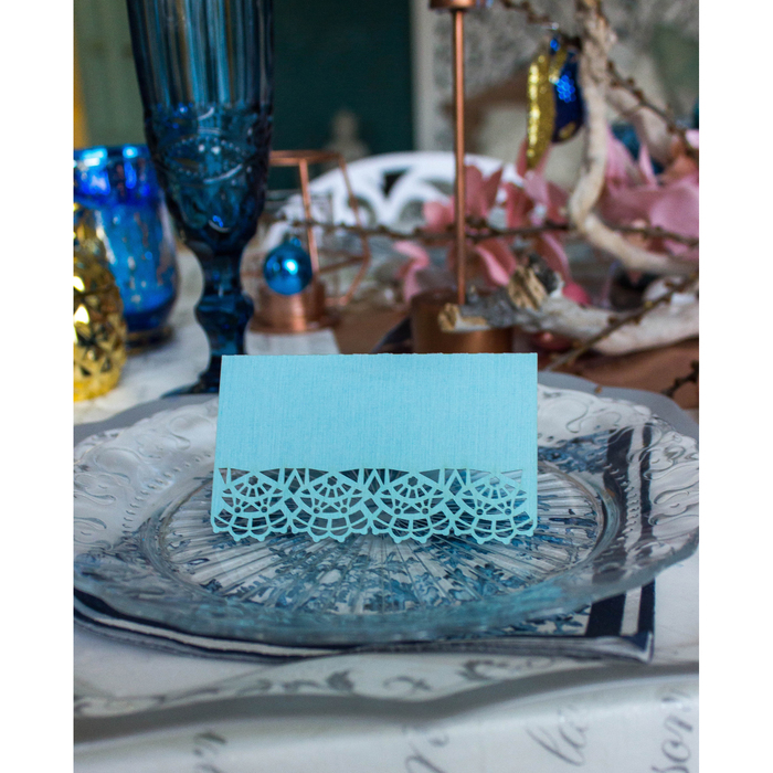 Набор заготовок для рассадочных карточек "Кружево" 5шт, KR-018 (голубой)