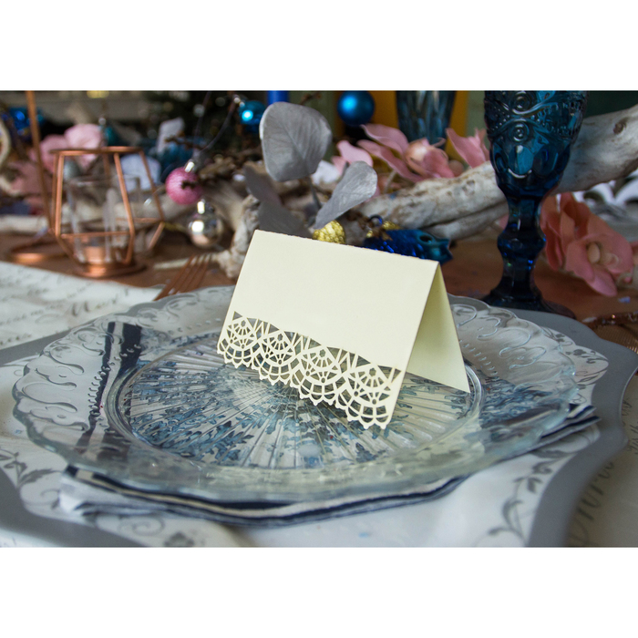 Набор заготовок для рассадочных карточек "Кружево" 5шт, KR-018 (айвори)