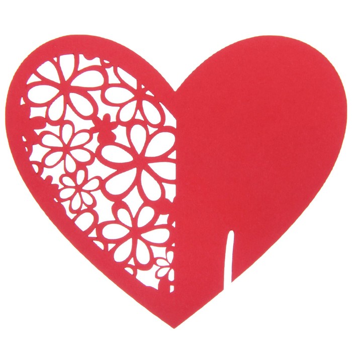 Набор заготовок для украшения бокалов "Сердце" 5шт, KR-024 (красный)