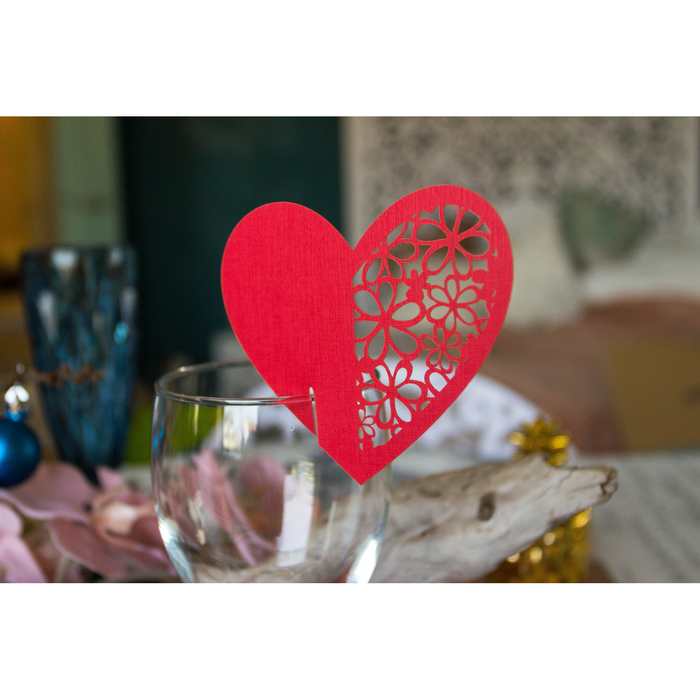 Набор заготовок для украшения бокалов "Сердце" 5шт, KR-024 (красный)