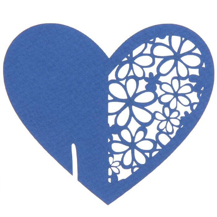 Набор заготовок для украшения бокалов "Сердце цветочное" 5шт, KR-024 (синий)