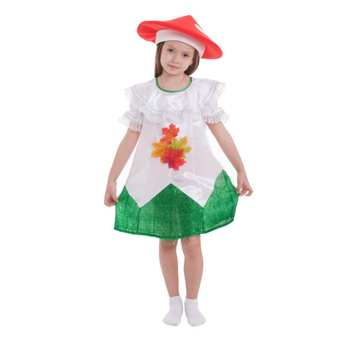 Карнавальный костюм для девочки "Мухомор", шляпа, платье, р-р 64, рост 122-128 см