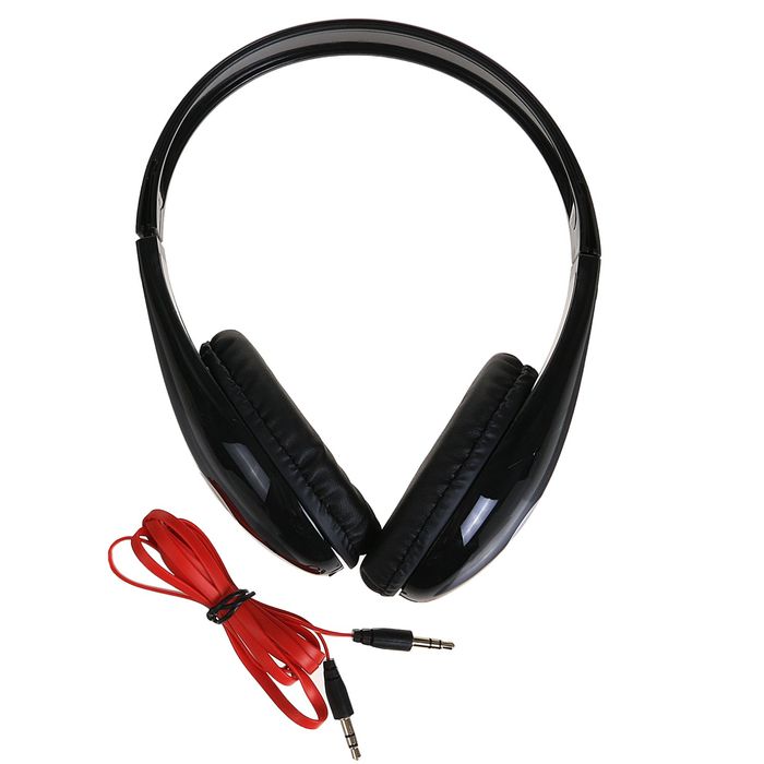 Наушники накладные LuazON LV-146, глянцевые, съемный провод 1,2м, черные