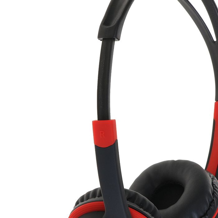 Наушники накладные LuazON LV-151, съемный провод 1,2 м, красные