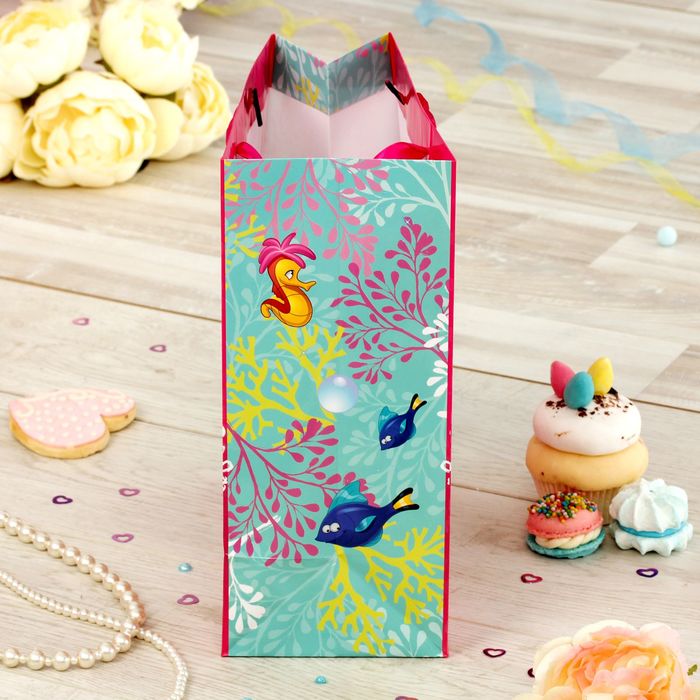 Пакет ламинированный вертикальный "С Днем Рождения", Принцесса: Ариэль, 18 х 23 х 10 см