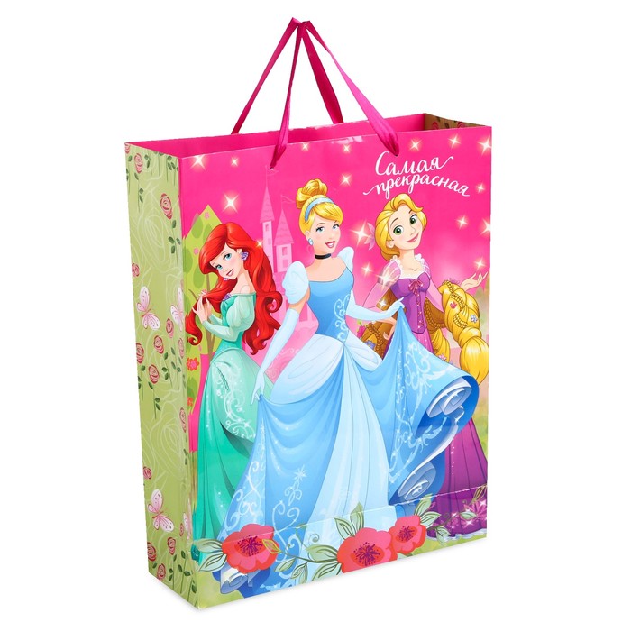 Пакет ламинированный вертикальный "С Днем Рождения", Принцессы, 31 х 40 х 11 см