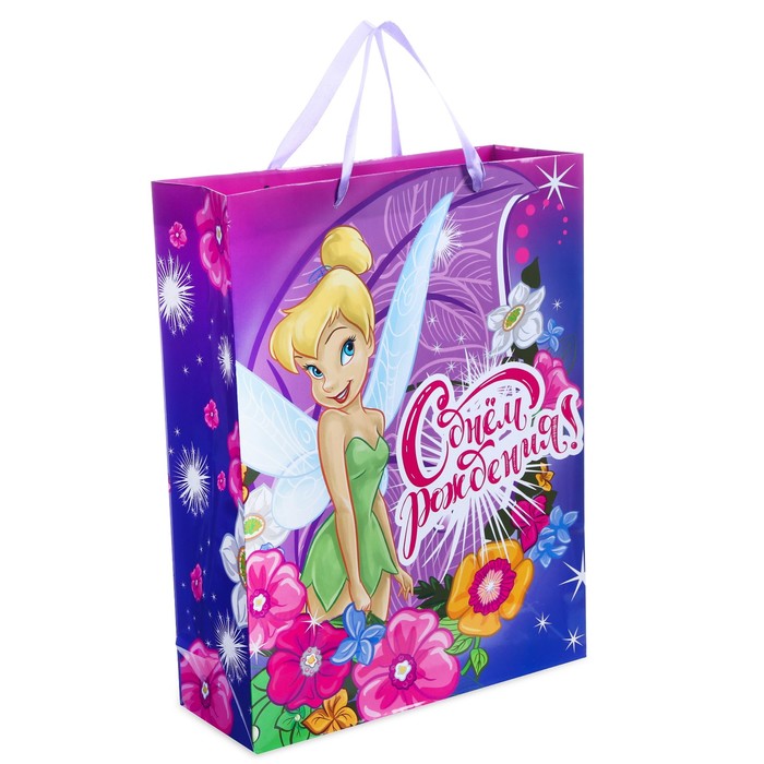 Пакет ламинированный вертикальный "С Днем Рождения!", Феи: Динь Динь, 23 х 27 х 11.5 см