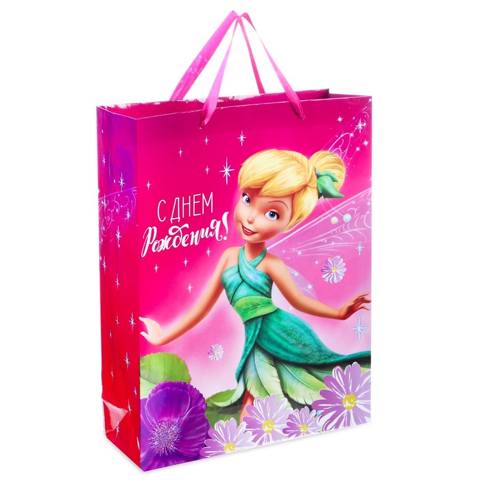 Пакет ламинированный вертикальный "С Днем Рождения, маленькая фея!", Феи: Динь Динь, 18 х 23 х 10 см