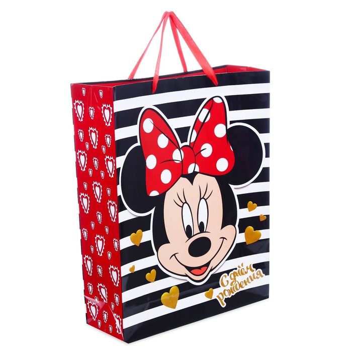 Пакет ламинированный вертикальный "С Днем рождения!", Минни Маус, 31 х 40 х 11 см