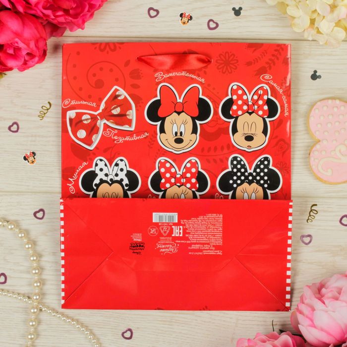 Пакет ламинированный вертикальный "С Днем рождения", Минни Маус, 23 х 27 х 11.5 см