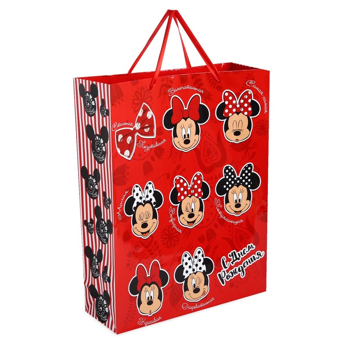 Пакет ламинированный вертикальный "С Днем рождения", Минни Маус, 31 х 40 х 11 см