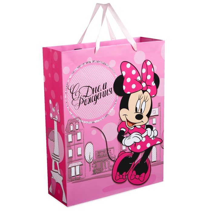 Пакет ламинированный вертикальный "С Днем рождения, самая классная девчонка!" Минни Маус, 31 х 40 х 11