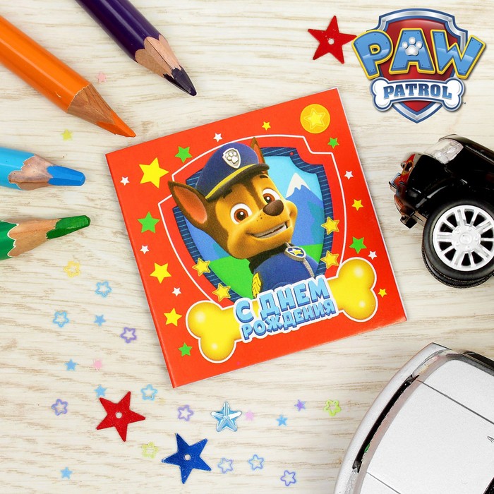 Щенячий патруль. Мини-открытка "С днем рождения!", 6х6 см