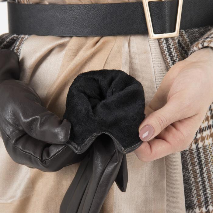 Перчатки женские, р-р 7, подклад искусственный мех, цвет коричневый