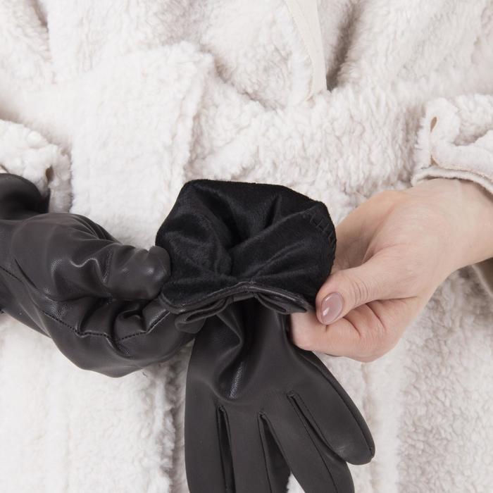 Перчатки женские, размер 7.5, с подкладом, цвет коричневый