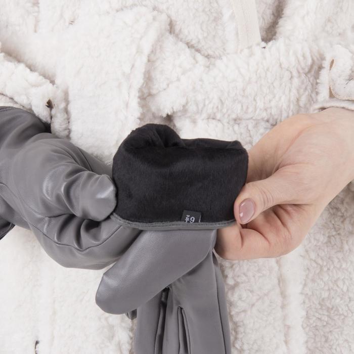 Перчатки женские, размер 6.5, с подкладом, цвет серый