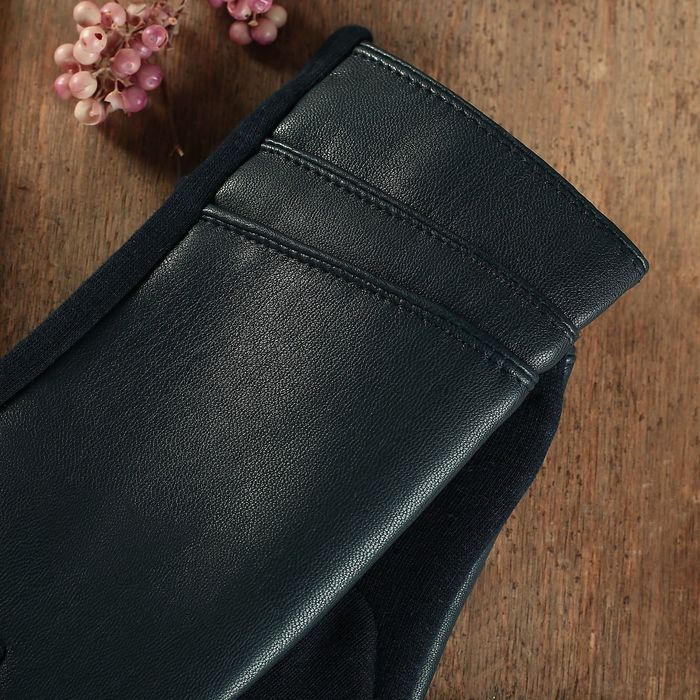 Перчатки женские безразмерные, комбинированные, без подклада, цвет синий