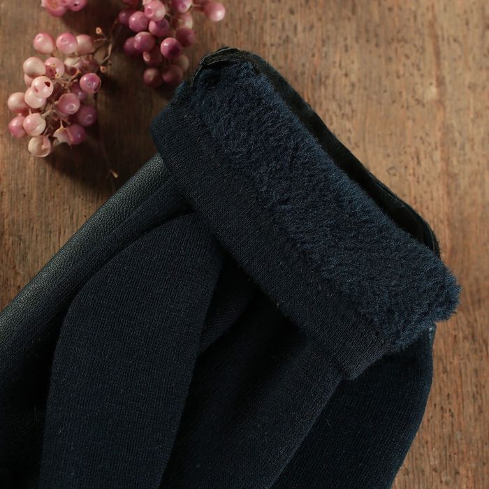 Перчатки женские безразмерные, комбинированные, без подклада, цвет синий