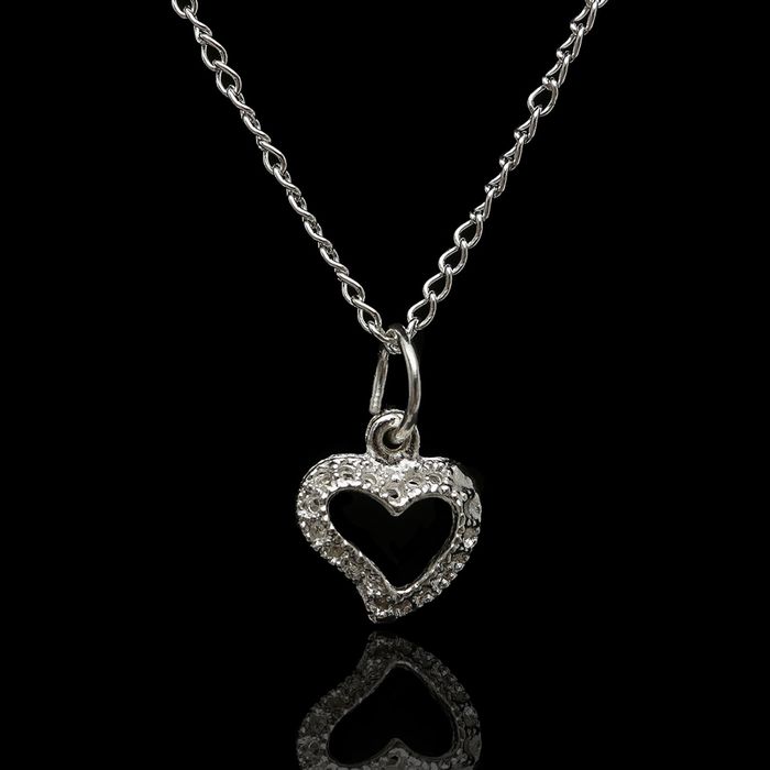 Кулон "Сердце" классика, цвет белый в серебре, 43см