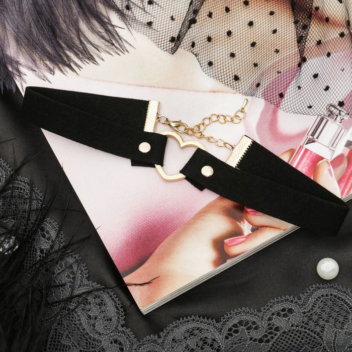 Чокер "Модерн" сердце, цвет чёрно-золотой