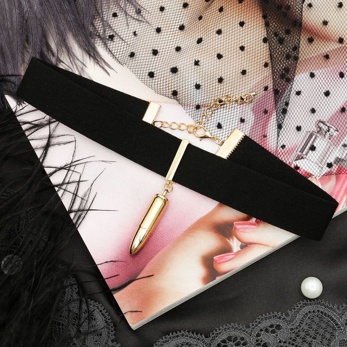 Чокер "Модерн" пуля, цвет чёрно-золотой