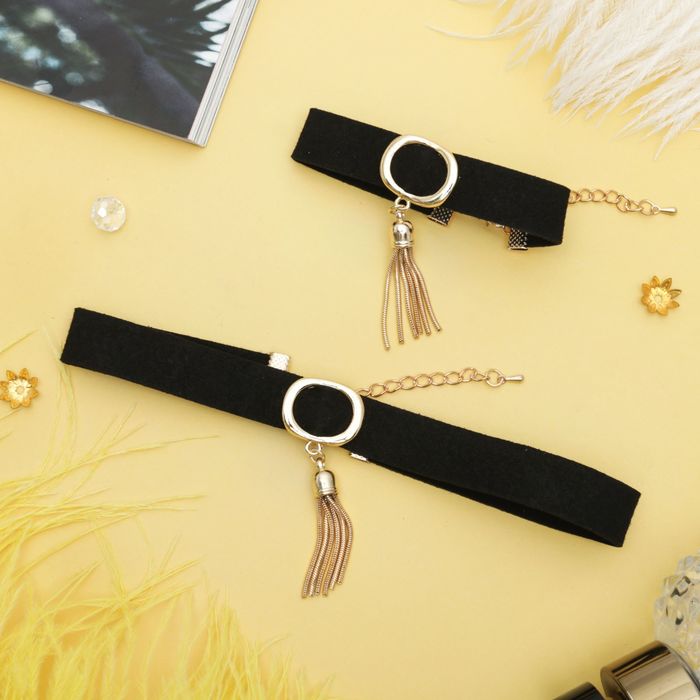 Набор 2 предмета: чокер, браслет "Модерн" кисть, цвет чёрно-золотой