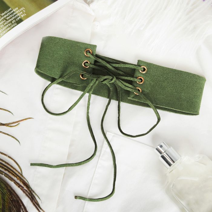 Чокер "Александрия" шнуровка, цвет зелёный