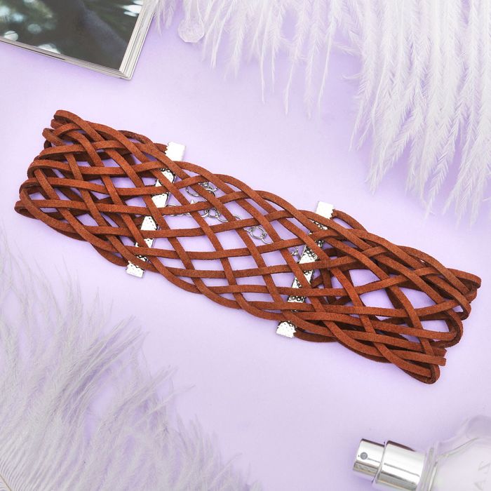 Чокер "Ажур" плетение, цвет коричневый