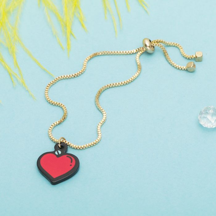 Браслет ассорти "Мини" сердце, цвет красно-чёрный в золоте