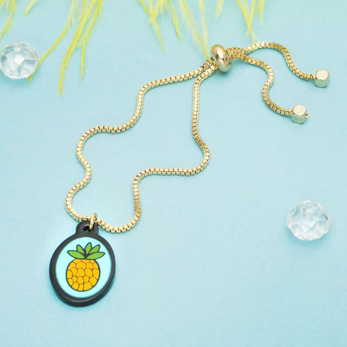 Браслет ассорти "Мини" ананас, цвет жёлто-голубой в золоте