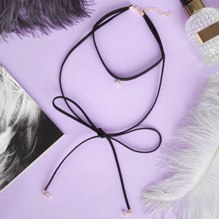 Чокер "Безмятежность", широкий, капля, цвет чёрно-серебряный