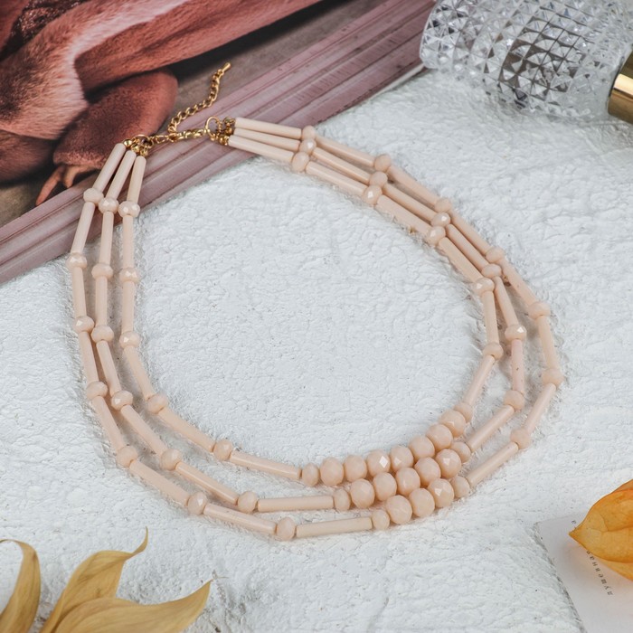 Бусы 3 яруса "Пастель", цвет бежевый, 45см