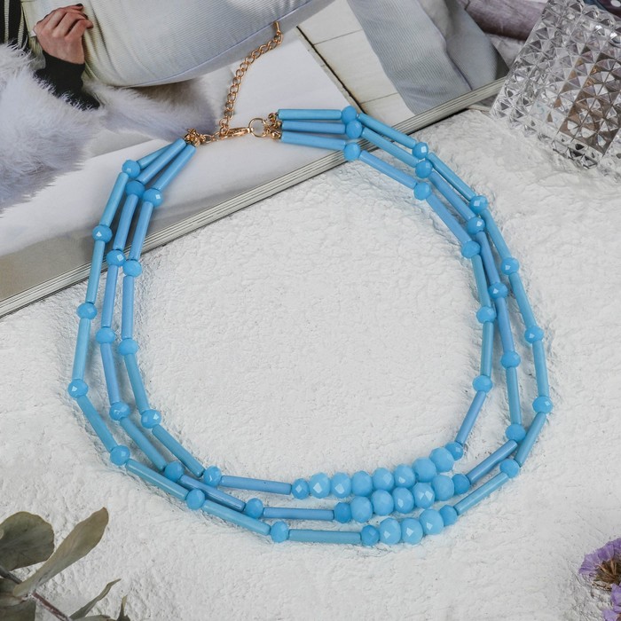 Бусы 3 яруса "Пастель", цвет мятный, 45см