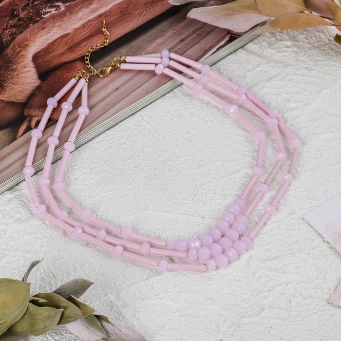 Бусы 3 яруса "Пастель", цвет розовый, 45 см