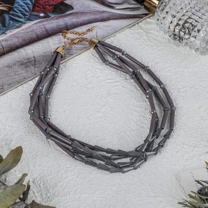 Бусы 4 яруса "Каскад", цвет серый, 45см