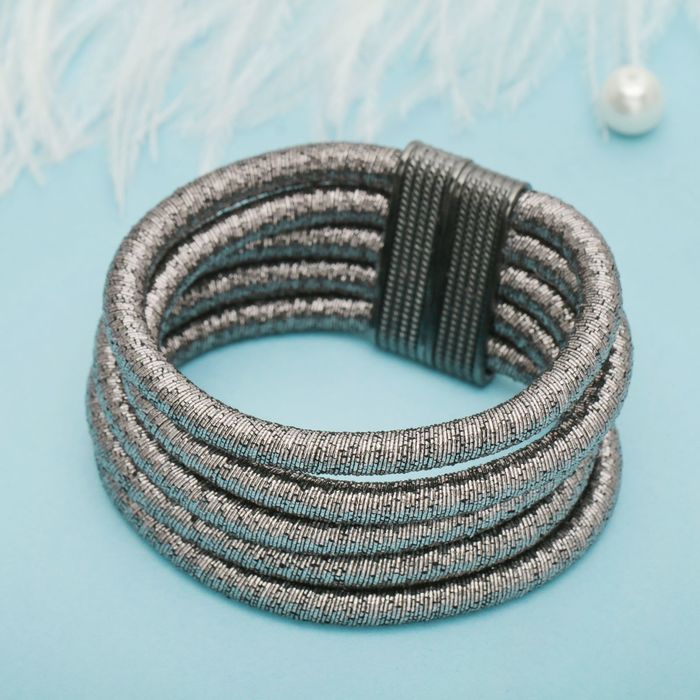 Браслет ассорти "Шанталь" 5 нитей, цвет цвет серый в сером металле