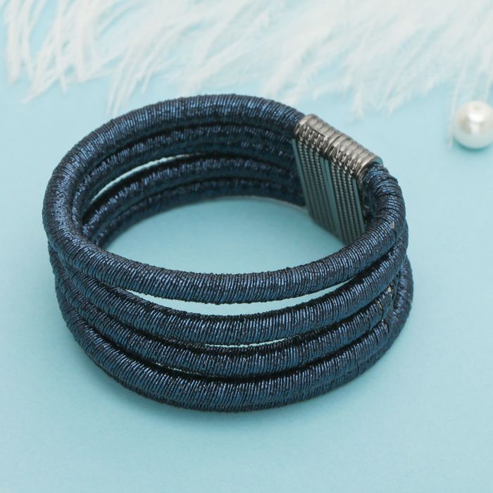 Браслет ассорти "Шанталь" 5 нитей, цвет темно-синий в сером металле